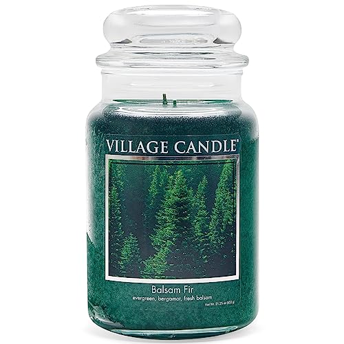 Village Candle Balsam Fir Large Apothecary Jar, Scented Candle, 21.25 oz., Green - size: 21.25 oz