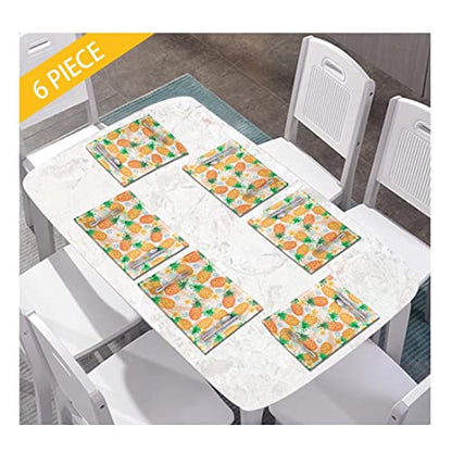 Placemats Set of 6, Dining Table Woven Vinyl PVC Placemat Wipeable Easy to Clean Oil-Proof Non-Slip Tablemats, Blooming Flowers - color: Flower, size: Set of 6