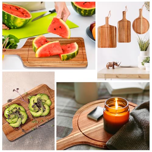 Kathfly 3 Pcs Mother's Day Acacia Wood Cutting Board Set with Handle Summer Wooden Charcuterie Cheese Board Hawaii Chopping Serving Tray Butter Pizza Serving Tray for Holiday Kitchen Gift, 3 Style