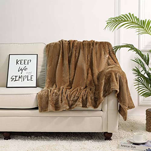 NANPIPER Fleece Blankets, Super Soft Flannel Fuzzy Blanket for Couch, Luxury Cozy Lightweight Microfiber Dog Blanket-Throw Size,Coffee Brown - color: Coffee Brown, size: Throw