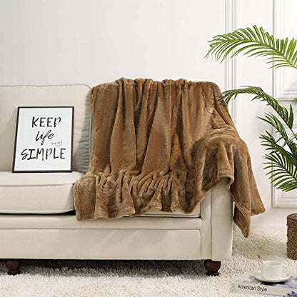 NANPIPER Fleece Blankets, Super Soft Flannel Fuzzy Blanket for Couch, Luxury Cozy Lightweight Microfiber Dog Blanket-Throw Size,Coffee Brown - color: Coffee Brown, size: Throw