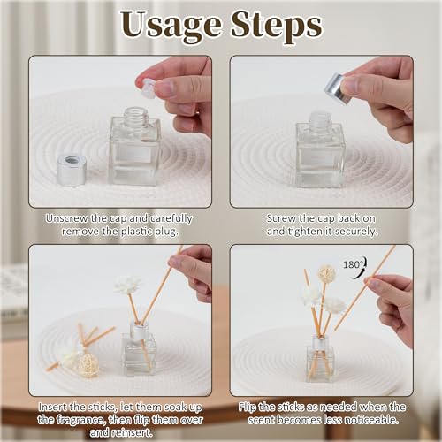 Reed Diffuser Set of 2, Jasmine Scent Oil Diffuser with Sticks for Home Fragrance, Office Living Bedroom Decor, Bathroom Decor and Accessories, Air Fresheners Gift Set, 1.7 fl oz/50ml x 2