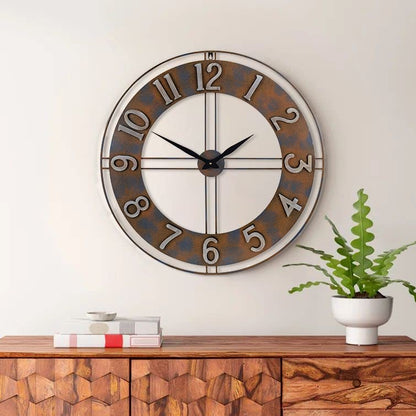 30-Inch Large Metal Decorative Rusty Wall Clock with Arabic Numerals - size: X-Large
