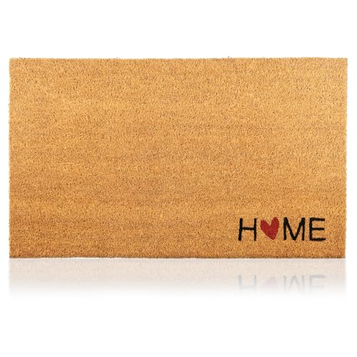 Coir Welcome Mat, Non-Slip, Home Heart, 17 x 29 in | 100% Natural Coir, Anti-Shedding, Durable PVC Backing, Traps Dirt and Mud, Indoor and Outdoor Entryway, Easy to Clean - color: Home Heart, size: 17x29