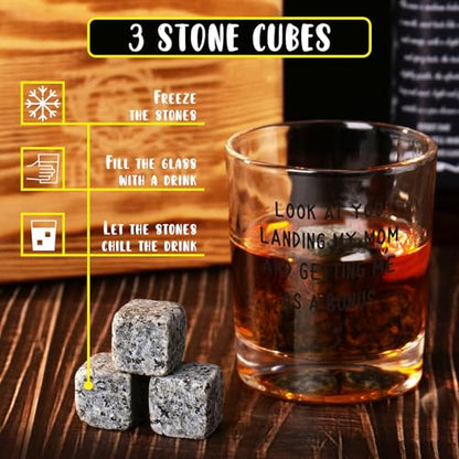 Ithmahco Bonus Dad Gifts for Fathers Day, Fathers Day Whiskey Gifts for Stepdad, Birthday Gift for Stepdad, Step Dad Gift from Daughter Son, Bonus Dads Presents, Stepdads Whiskey Bourbon Glasses - color: bonus dad