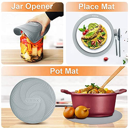 Walfos Silicone Microwave Mats, Heat Resistant Multi-Purpose Microwave Trivet Mat, Non-Slip Hot Pads, BPA Free Silicone Mats for Microwave, Oven, Hot Pan, Pot (Grey) - style: 10+12in, 2 Grey Microwave Mat