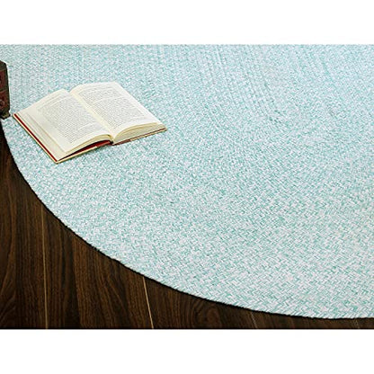 Super Area Rugs Farmhouse Braided Rug Cotton Kitchen Reversible Carpet Turquoise & White, 2' X 3' Oval - color: Turquoise & White, size: 2' x 3' (Oval)