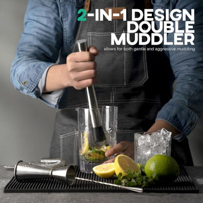 Homestia Cocktail Shaker Set Bartender Kit : 12-Pieces Bar Tool Set Barware | Stainless Steel Bar Set Accessories, 18 oz/28oz Weighted Boston Shaker Tins, Martini Shaker Mixing Tools for Home Bartending - color: Silver
