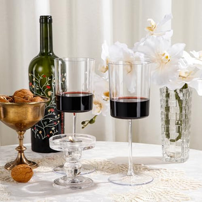 Ciaell 12 Pack Clear Plastic Wine Glasses - 14Oz Plastic Wine Glasses with Stem - Disposable Stemmed Wine Glass for Parties & Weddings & Outdoor | 14 oz Clear Stemmed Cups, Heavy Duty Plastic, Wine Champagne Cocktails Margaritas for Parties Birthdays Anni