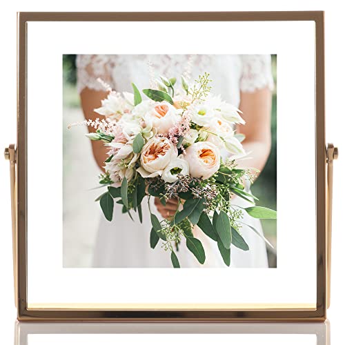 Lawrence Frames Metal Easel Float Picture Frame, 4x4, Gold - color: Gold, size: 4x4