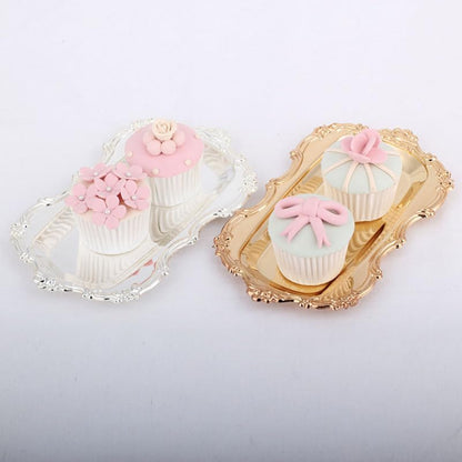 Gold Serving Tray 8.07X4.84 Inch Decorative Dessert Plate for Wedding Party Fruit Snacks Cake Display Elegant Tableware