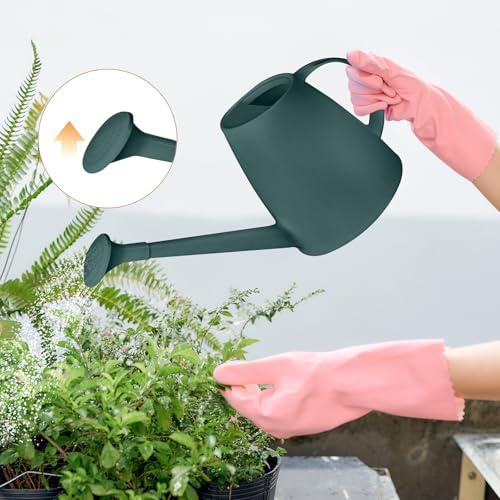 Pro Grip Plastic Watering Can - for Indoor and Outdoor House Plant Garden - with Long Spout - 1/2 Gallon - Blackish Green - color: Blackish Green