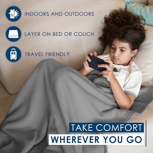 Full/Queen Size Fleece Blanket | Comfy Supersoft Fleece Blanket Full Size – All-Season Light Weight Throw Blanket | Luxuriously Soft | Throw Blanket for Couch and Sofa | Machine Wash | Gray - color: Grey, size: Full Queen