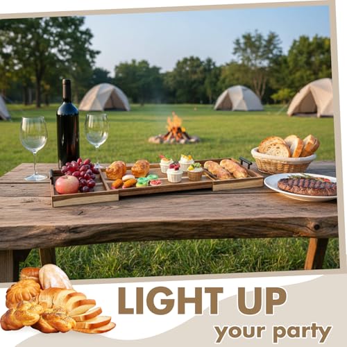 Lounsweer Acacia Large Charcuterie Board with Handles and Knife Set Expandable 18.5 to 32 Inch XL Wood Serving Tray Long Cheese Platter for Party Gatherings Entertaining House Gift(Double-Side Pull) - size: 18.5 to 32 Inch