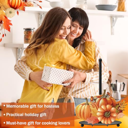 Fall Paper Towel Holder Pumpkin Countertop Kitchen Decor and Accessories Fall Large Black Metal Towel Holder Thanksgiving Tissue Stand for Countertop Table Housewarming Gift Supplies - style: Pumpkin