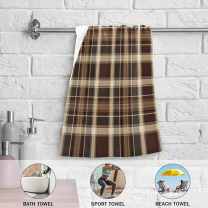 ALAZA Hand Towels for Bathroom Set of 2, Brown Tartan Plaid Pattern Ultra Soft and Absorbent Fingertip Towels & Face Cloths, 28 x 14 inch