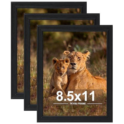 8.5x11 inch Picture Frame set of 3, Certificate Poster and Photo for Wall Hanging or Tabletop, 8.5x11 black Frame with Shatter Resistant Plexiglass, best gift - color: Black-3PCS, size: 8.5x11in