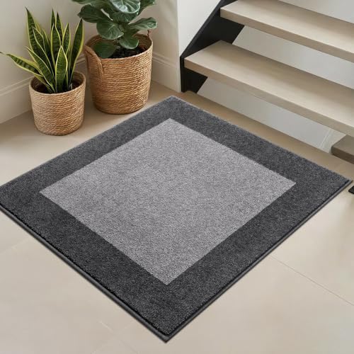 Square Rug 36" x 36", Kitchen Rug for Floor, Room, Roll Packing | Non Slip, Machine Washable, Absorbent, Quick Drying, for Entryway, Bedroom, Bathroom, Door - color: Grey, size: 36" x 36"