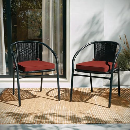 Basic Beyond Outdoor Cushions for Patio Furniture: Waterproof & UV Resistant Outdoor Chair Cushions Set of 4-19 x 19 x 3 Inch Thick Patio Chair Cushions with Adjustable Ties & Handle, Brick Red - color: Brick