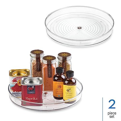 iDesign 9-Inch Lazy Susan Organizer - Small Lazy Susan Turntable for Cabinet or Pantry, 2-Pack, Clear - size: 9 Inch, style: Pack of 2