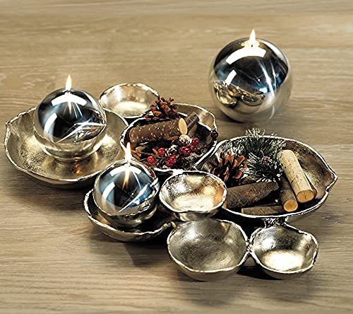 Zodax Cluster of 9 Round Serving Bowls Nickel Base 19" x 12" x 2.5" - color: Silver, size: 19" x 12" x 2.5"