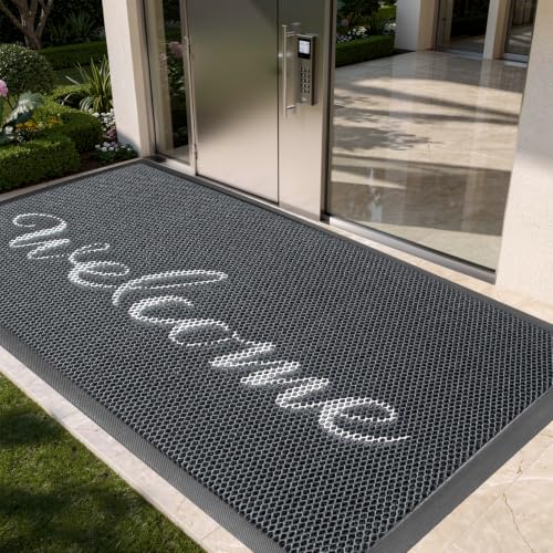 Vicwe Front Door Mat Outside Entrance, 35"x59" Heavy Duty Non-Slip Doormat | Stretch Mesh, Low-Profile, Dirt Trapper Entrance Doormats, Easy Clean, Welcome Mat for Indoor Outdoor Entryway Porch, Gray - color: Grey, size: 35" x 59"(Rectangular)