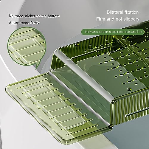 Bathtub Tray Table, Adjustable Bath Tray for Tub, Bath Accessories, Deluxe Bathroom SPA Bath Tray, Expandable Drain Bath Shelf Caddy Tray with Anti-Slip mat, Fits Most Tubs(Transparent Green) - color: Transparent Green