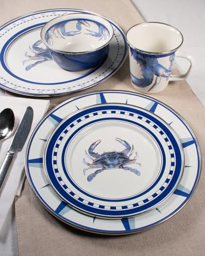 Golden Rabbit Enamelware Oval Platter, 12 x 16in, Blue Crab - color: Blue Crab