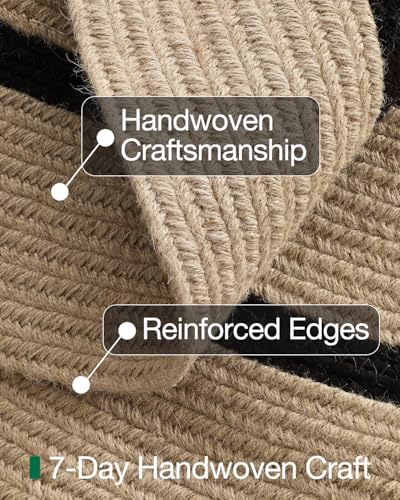 LUMI 4' Round Natural Jute Area Rug, Braided Farmhouse Rug - color: Vanilla Veil, size: 4'x4'