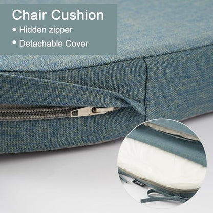 Battilo Chair Cushions for Dining Chairs, Waterproof Kitchen Chair Pads with Non-Slip Backing and Ties, Seat Cushions with Machine Washable Removable Cover, 16"x16"x2", Set of 4, Grayish Blue - color: Grayish Blue, size: 4 Count(Pack of 1)
