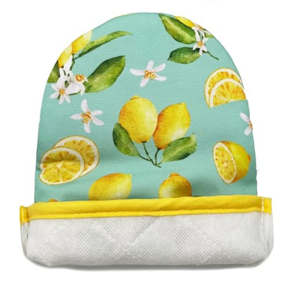 Lemon Mini Silicone Oven Mitts 2-Pack Set, Heat Slip Resistant Kitchen Gloves, Soft Short Oven Mittens for Safe Cooking Baking Grilling - color: Lemon