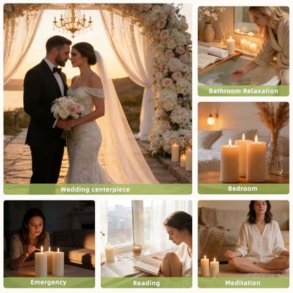 White Rustic Pillar Candles,Non-Toxic Soy Wax Candle, 2.8x6 Inch, 4 Pack | 360H long clean burning, natural, unscented smokeless, dripless farmhouse candle for home, wedding, dinner table, emergency - color: White, size: 2.8x6 inch