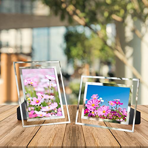 Hoikwo Bulk 5x7 Picture Frames, 4 Packs Silver Photo Frames 5 by 7, Glass Wedding Frames 5x7, Clear Mirror Wedding Photo Frames, Only for Tabletop Display Vertically or Horizontally - size: 5x7-4 Frames