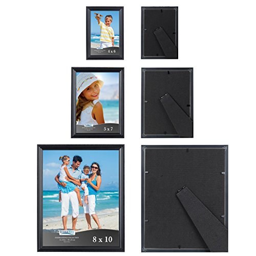 10pc Table Top Picture Frame Set (No Wall Hook) Two - 8x10, Four - 5x7, Four - 4x6, Black - color: Black, size: Two 8x10, Four 5x7, Four 4x6