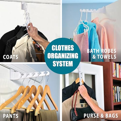 Over The Door 2-Pack Organizer for Clothes Hangers, Space-Saving Cascading Hanger Hooks, White - size: 2-Pack