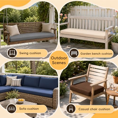 Custom Bench Cushion Waterproof, Non-Slip, Any Shape, 100+Color | 70D High Density Foam, TPU Outdoor Patio Cushion, Indoor Window Seat Cushion, Removable Machine-Washable Zippered Cover