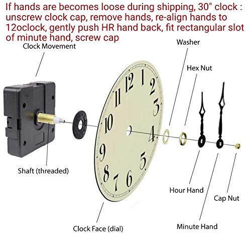 Oldtown Rustic Farmhouse Metal & Solid Wood Noiseless Wall Clock (Wood, 30-inch) - color: Wood, size: 30-inch