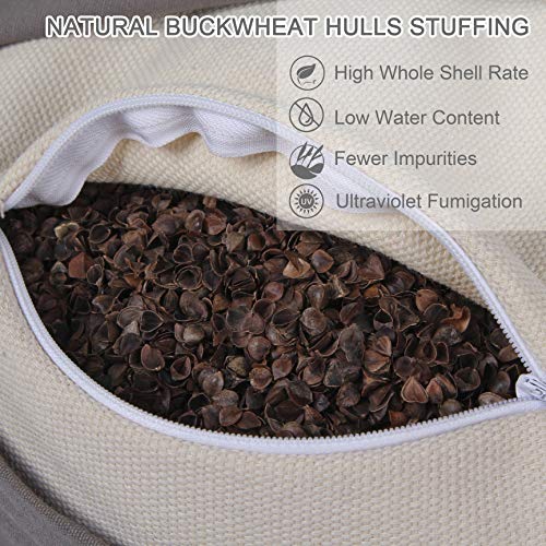Round Zafu Meditation Cushion D=16" H=5.5" Zabuton Meditation Pillow Yoga Bolster Yoga Pillow Floor seat Zippered Organic Cotton Cover Natural Buckwheat kneeling pillow-Large - color: Purple