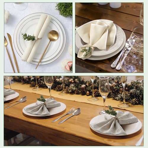 APTWOW 50PCS Napkin Rings, Easter Napkin Rings, Wood Bead Farmhouse Napkins Rings for Weddings Christmas Party and Easter Table Decoration - size: 50, style: Eucalyptus Leaf