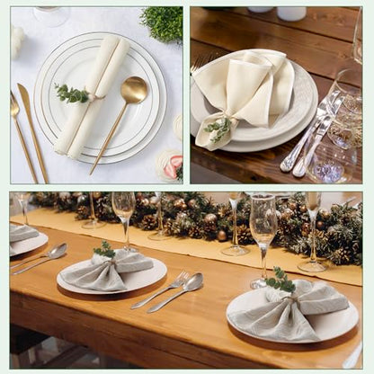 APTWOW 50PCS Napkin Rings, Easter Napkin Rings, Wood Bead Farmhouse Napkins Rings for Weddings Christmas Party and Easter Table Decoration - size: 50, style: Eucalyptus Leaf