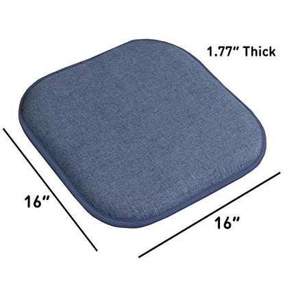 Sweet Home Collection Chair Cushion Memory Foam Pads Honeycomb Pattern Slip Non Skid Rubber Back Rounded Square 16" x 16" Seat Cover, 4 Pack, Alexis Denim - color: Alexis Denim, size: 4 Pack