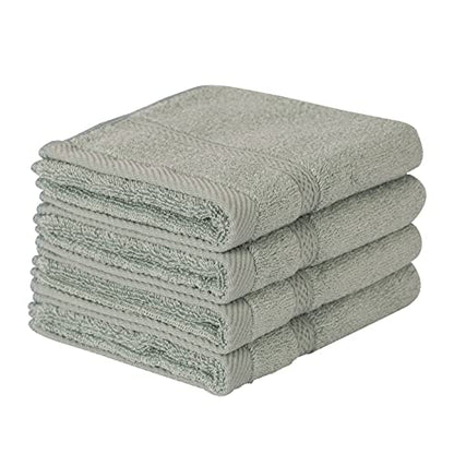 4 Pcs Blush Green Fingertip Towels for Bathroom - 11 x 18 Inches, Extra Absorbent and Soft Terry Towels for Sensitive Skin, Quick Dry.