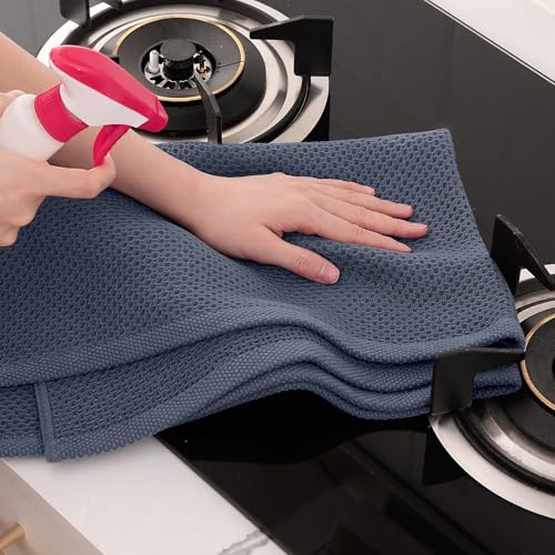 Homaxy 100% Cotton Oversized Waffle Weave Kitchen Towels, 3-Pack, Dark Grey | 20 x 28 Inches, Ultra Soft Absorbent Dish Towels, Quick Drying Large Cleaning Towels - color: Dark Grey, size: 20 X 28 - 3 Pack
