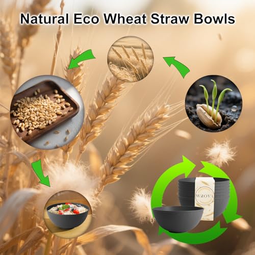 Black Cereal Bowls 40oz, Wheat Straw Bowls Alternative Plastic Bowls | Unbreakable Soup Bowls Set of 6, Extra Thick Anti-Scald Bowls Microwave Safe, Salad Bowls Suitable for Fruit, Ramen, Pho - color: Black, size: 40oz