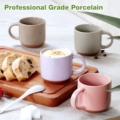 Gencywe® Morandi Color Ceramic Mini Espresso Cups Set of 6, 5 oz Expresso Mugs with Handle,Porcelain Coffee Mugs Demitasse Cups, Modern Style Cups, Microwave Dishwasher Safe Suit for Espresso Machine
