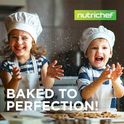 NutriChef 3‑Piece Nonstick Cookie Sheets – Carbon Steel Baking Sheet Set with Non Stick Coating & Red Silicone Handles – Oven Pans for Family Baking - size: 3-Piece Set