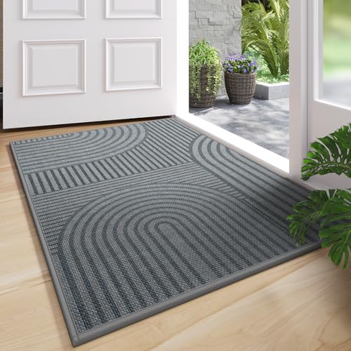 Door Mat Indoor Entrance Front Entry Mats,24''x35'',Grey | Absorbent Dirt Resist Non Slip Indoor Low-Profile Welcome Mats for Kitchen,Living Room,Laundry Room - color: A Mountain Grey, size: 24''x35''