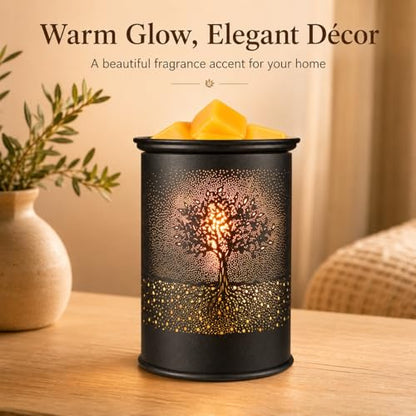 Metal Wax Melt Warmer Tree Candle Wax Warmer for Scented Wax Melter | Electric Wax Melts Wax Cubes Black Candle Lamp for Home Office Decor,Wax Burner as Gifts for Mom Grandma Women Girls - style: Tree