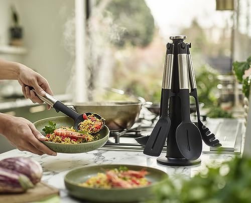 Joseph Joseph Elevate 5-piece Silicone Kitchen Utensils Carousel, BPA Free, Heat Resistant Non Stick Utensil Set, Weighted Stainless Steel Handles - style: Utensils Set