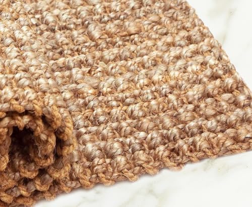 Croft&Cane Handspun Jute Area Rug – Premium Reversible Natural 4x6 ft Rug | Handwoven Chunky Textured Tan Beige Neutral Carpet for Rustic Farmhouse Décor, Living Room, Dining Room, Bedroom, Office - size: 6' x 4' (Rectangular)